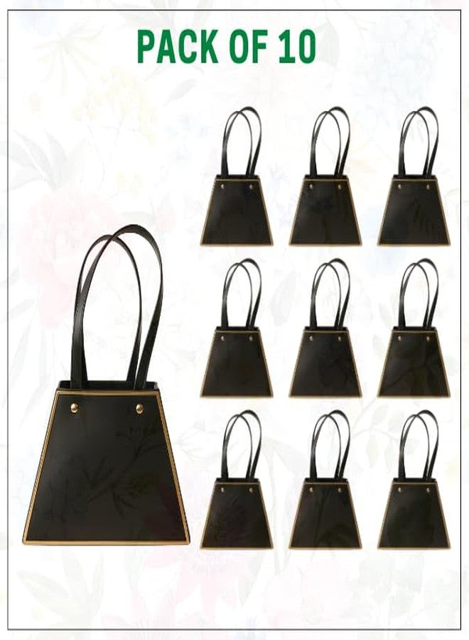 اويسيس مجموعة أواسيس من 10 أكياس هدايا باقات زهور بمقابض | أكياس هدايا عيد الحب لها وله | أكياس هدايا لحفلات الزفاف، وأعياد الميلاد، وحفلات توديع العزوبية، وحفلات استقبال المولود | 13×13×10 سم | ذهبي وأسود - Image 2